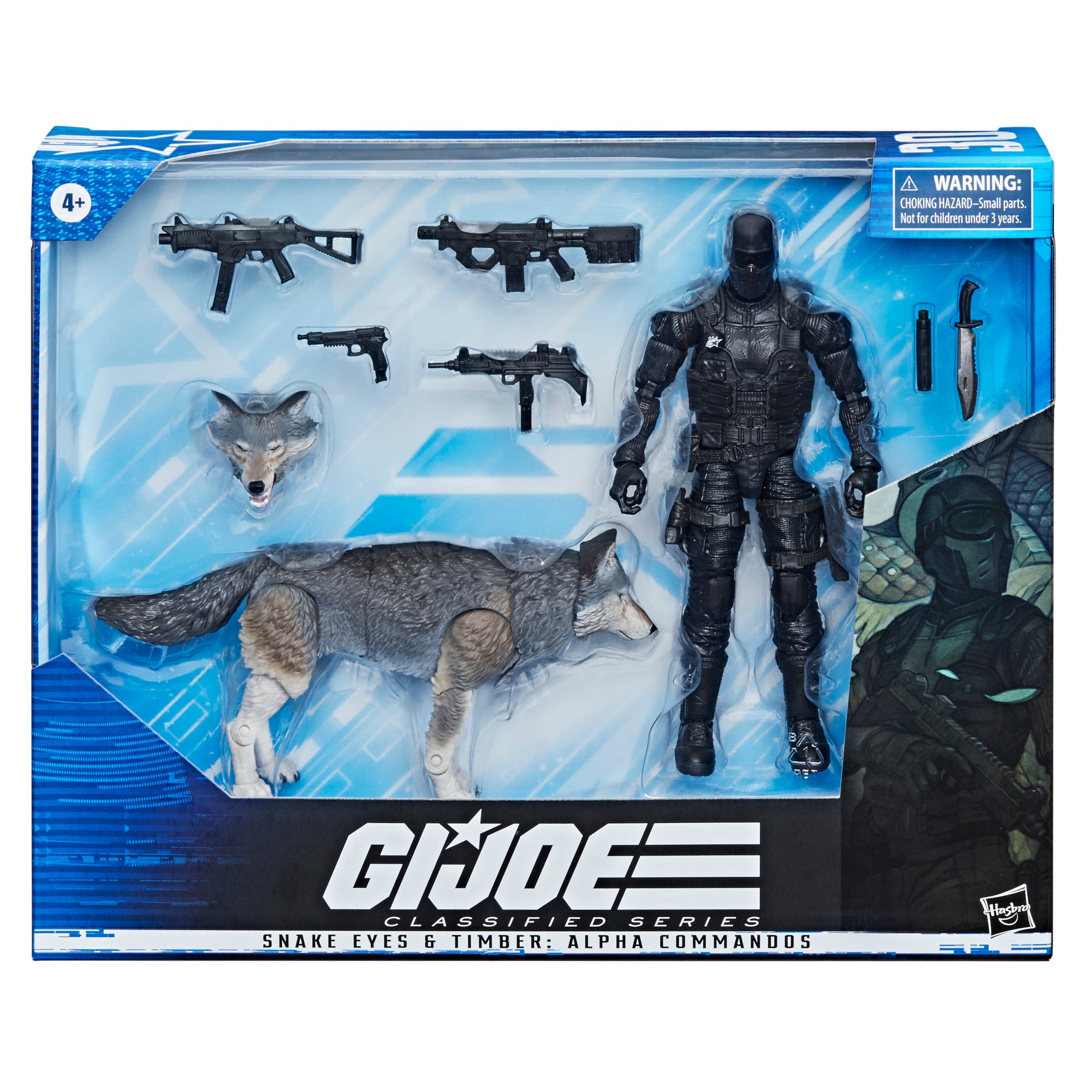 G.I. Joe Classified Series Snake Eyes & Timber Alpha Commandos box packaging front view with Wylie Beckert art