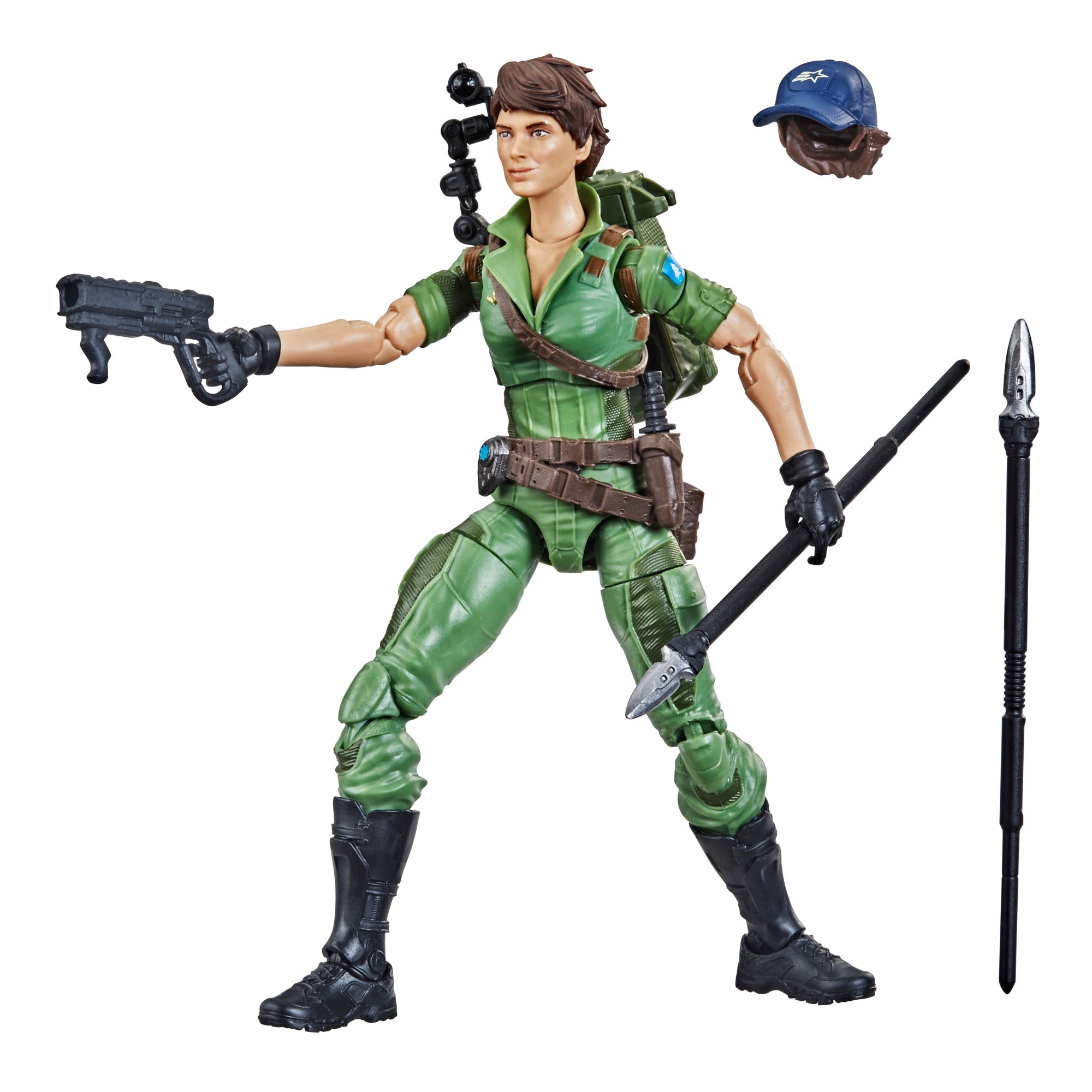 G.I. Joe Classified Series Lady Jaye figure on white background with 8 accessories