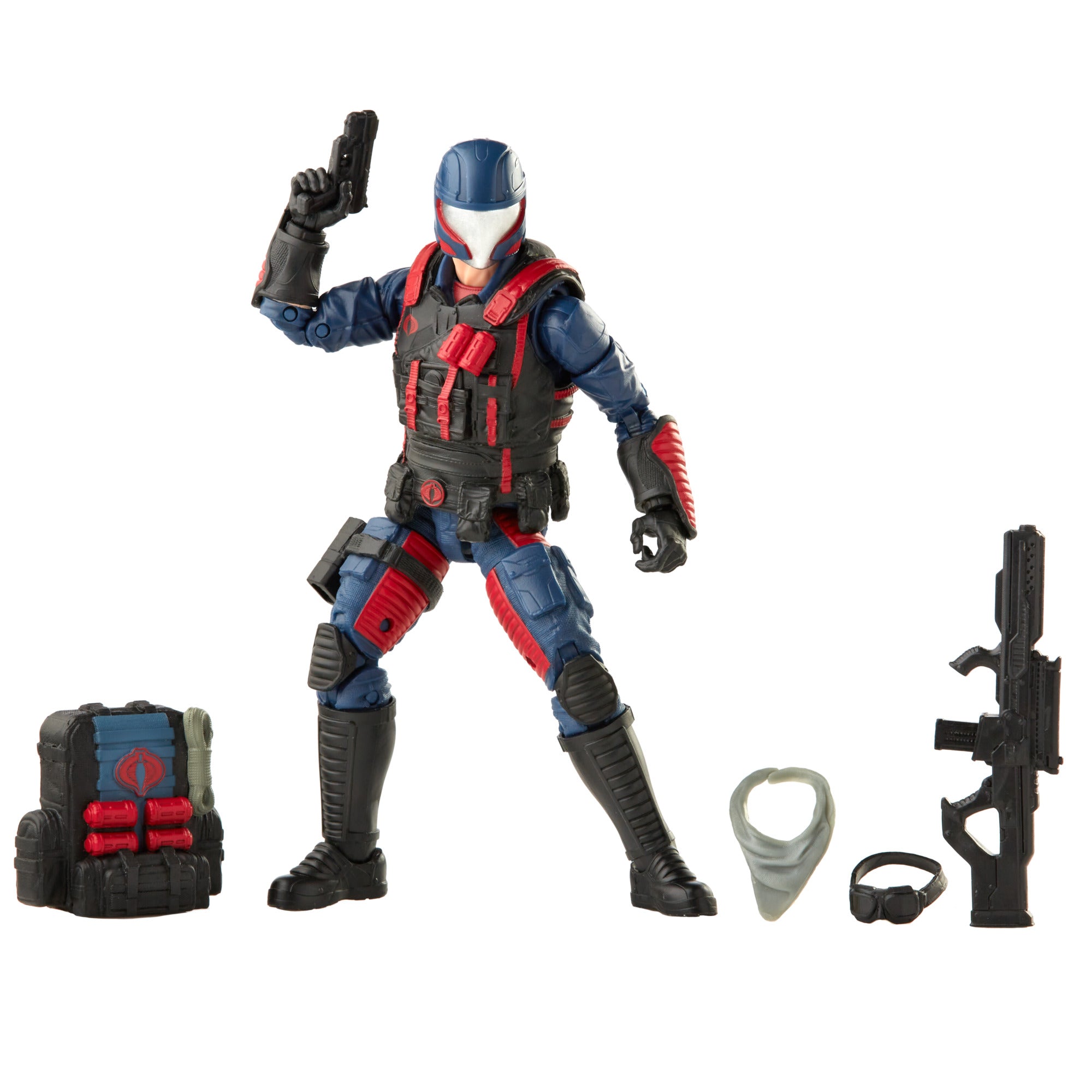 G.I. Joe Classified Series Cobra Viper figure on white background with 5 accessories