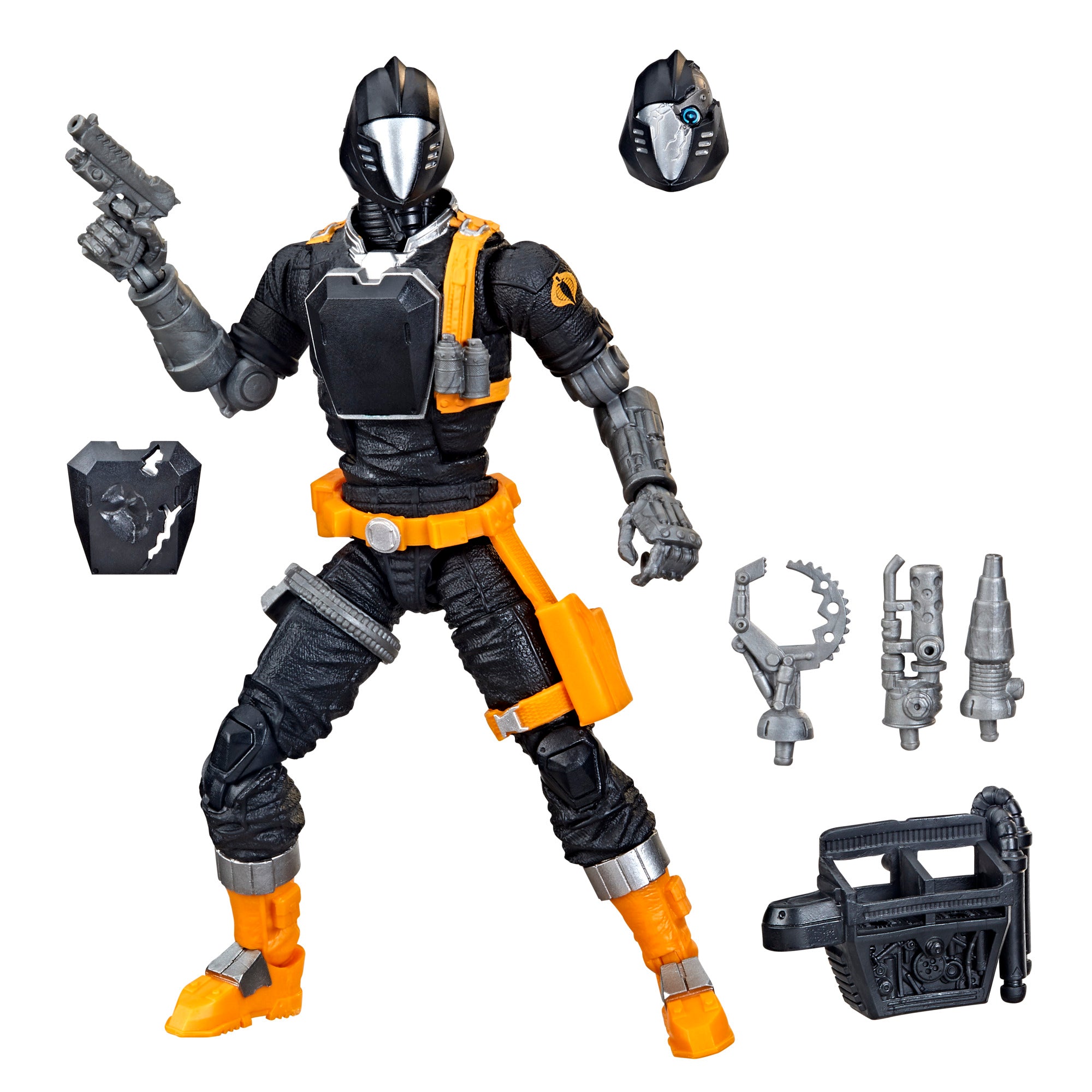 G.I. Joe Classified Series B.A.T. white background figure with all 8 accessories including alternate head and weapon hands