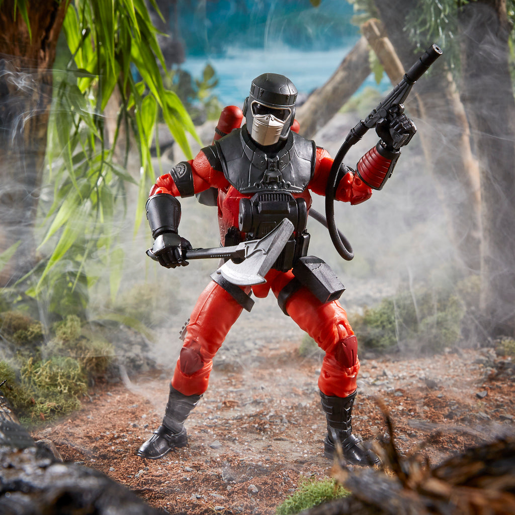 G.I. Joe Classified Series Barbecue jungle diorama aiming suppressed pistol through smoke