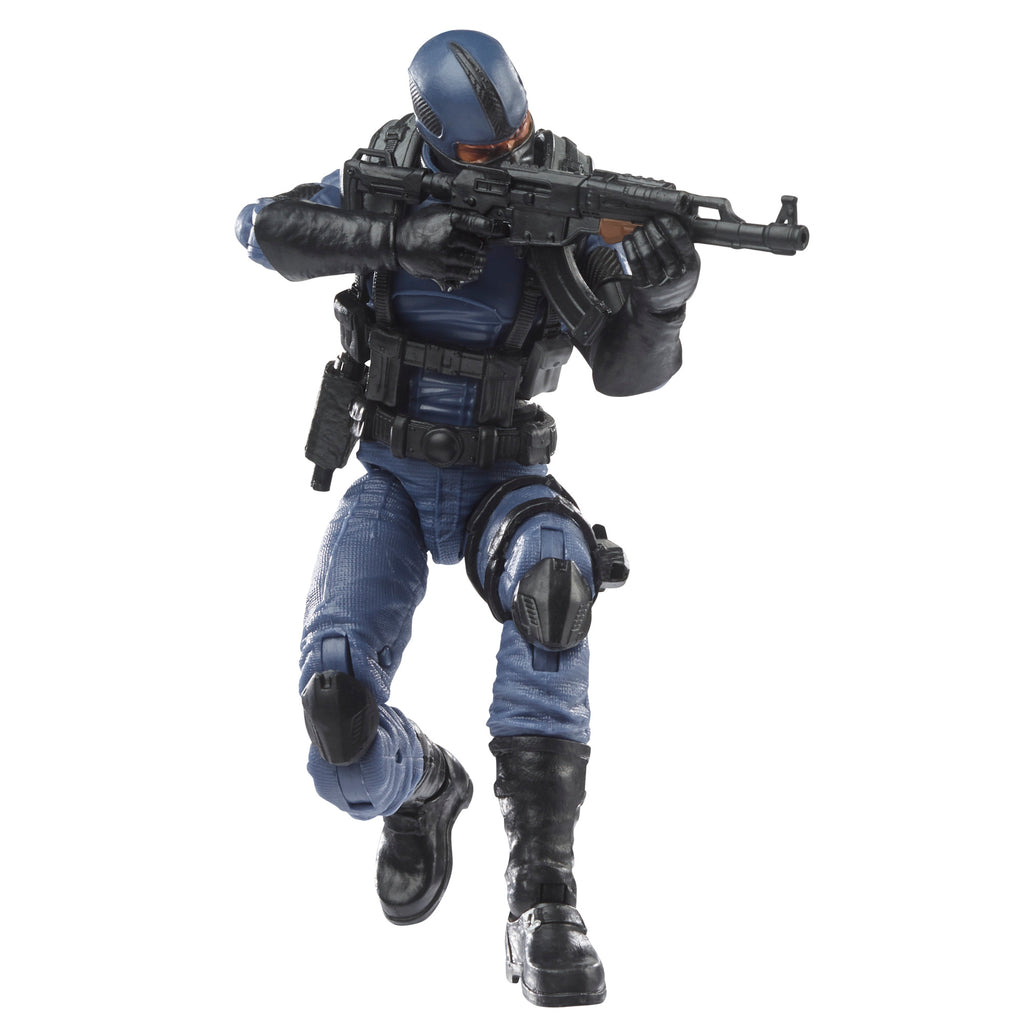 G.I. Joe Classified Series Cobra Officer white background running action pose aiming assault rifle