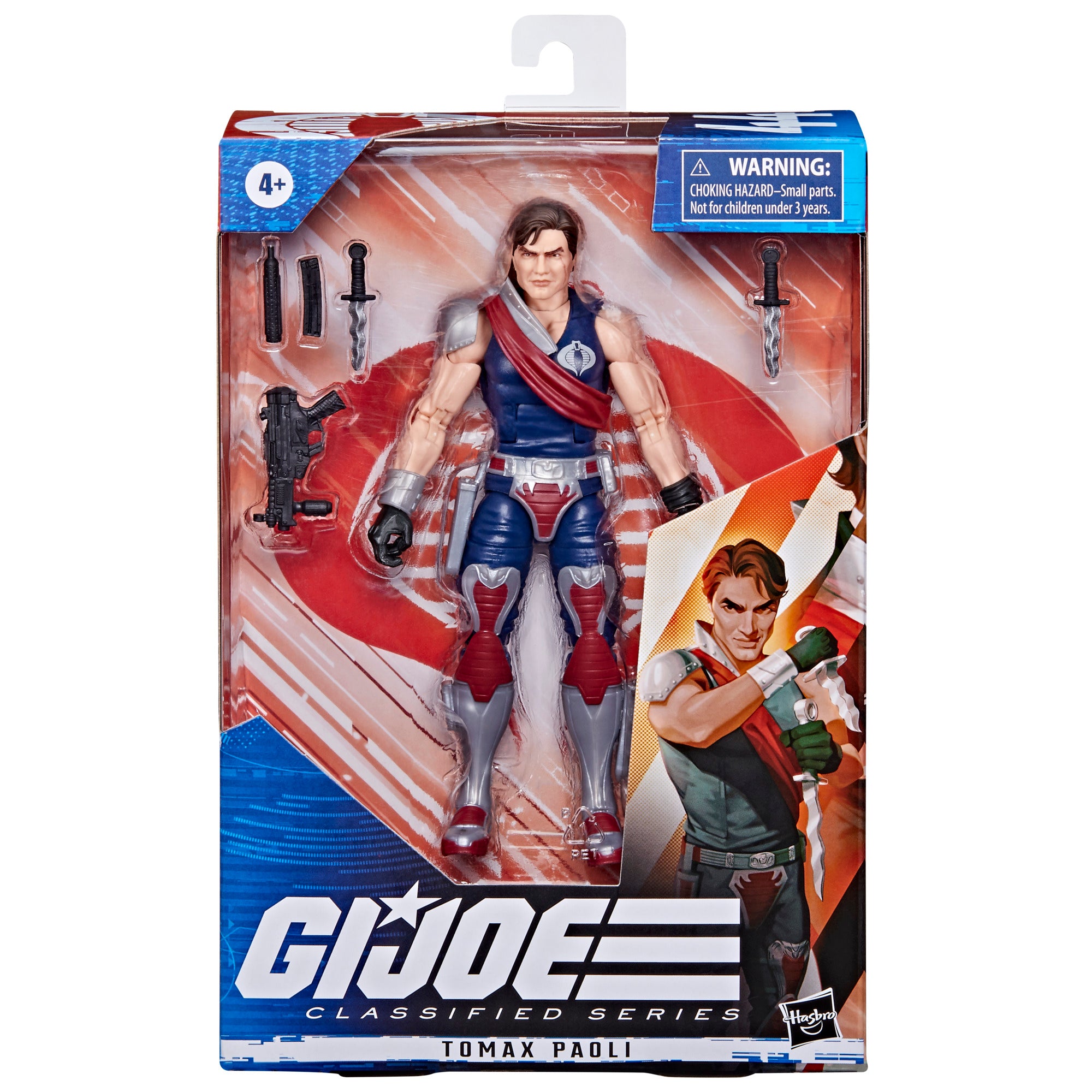 G.I. Joe Classified Series Tomax Paoli box packaging front view with Valentina Remenar art showing figure and 5 accessories
