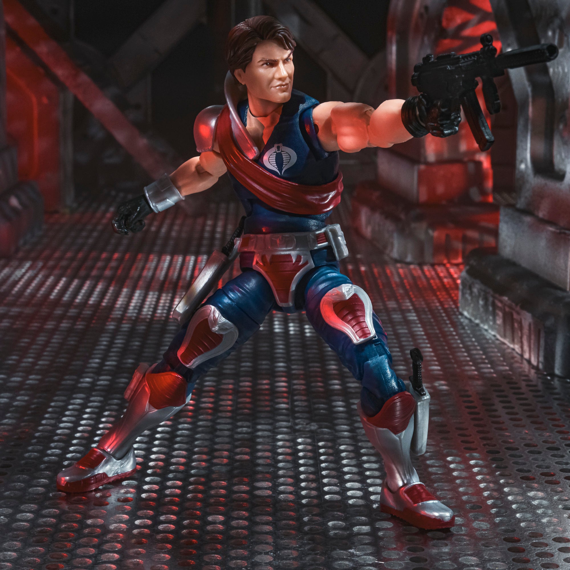 G.I. Joe Classified Series two Tomax Paoli figures in dynamic acrobatic combat pose in Cobra corridor diorama showing full poseability