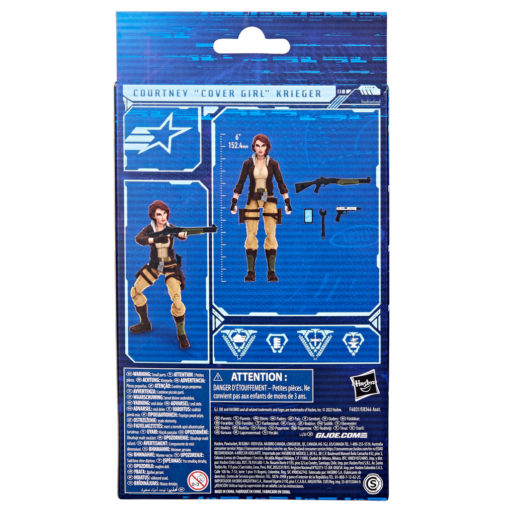 G.I. Joe Classified Series Cover Girl box back showing figure scale and accessory layout