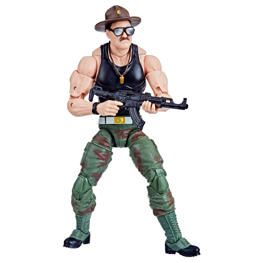 G.I. Joe Classified Series #53 Sgt. Slaughter detail shot front showing hat sunglasses and dog tag