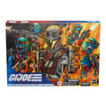 G.I. Joe Classified Series Cobra Viper Officer & Vipers three figures white background with all 32 accessories laid out including blast effects and backpack