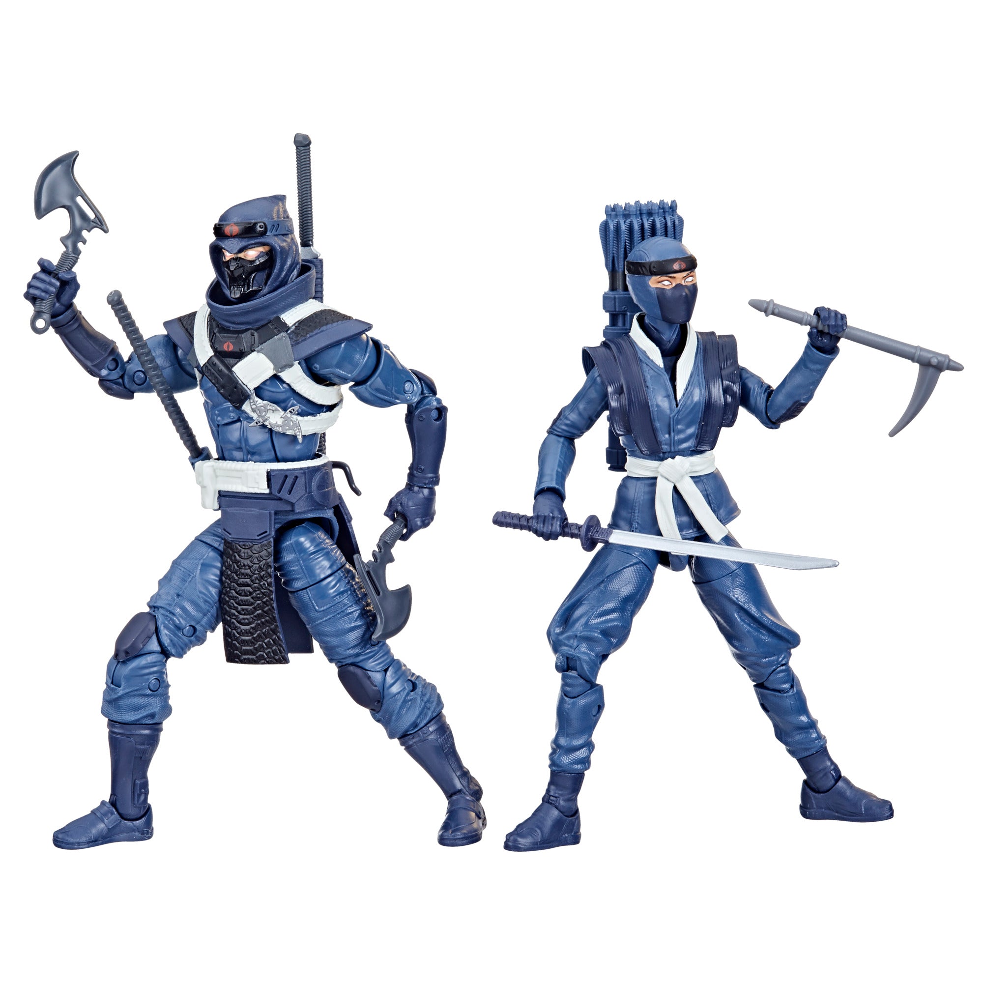 G.I. Joe Classified Series Blue Ninjas 2-Pack white background detail front shot both figures in action stances with weapons