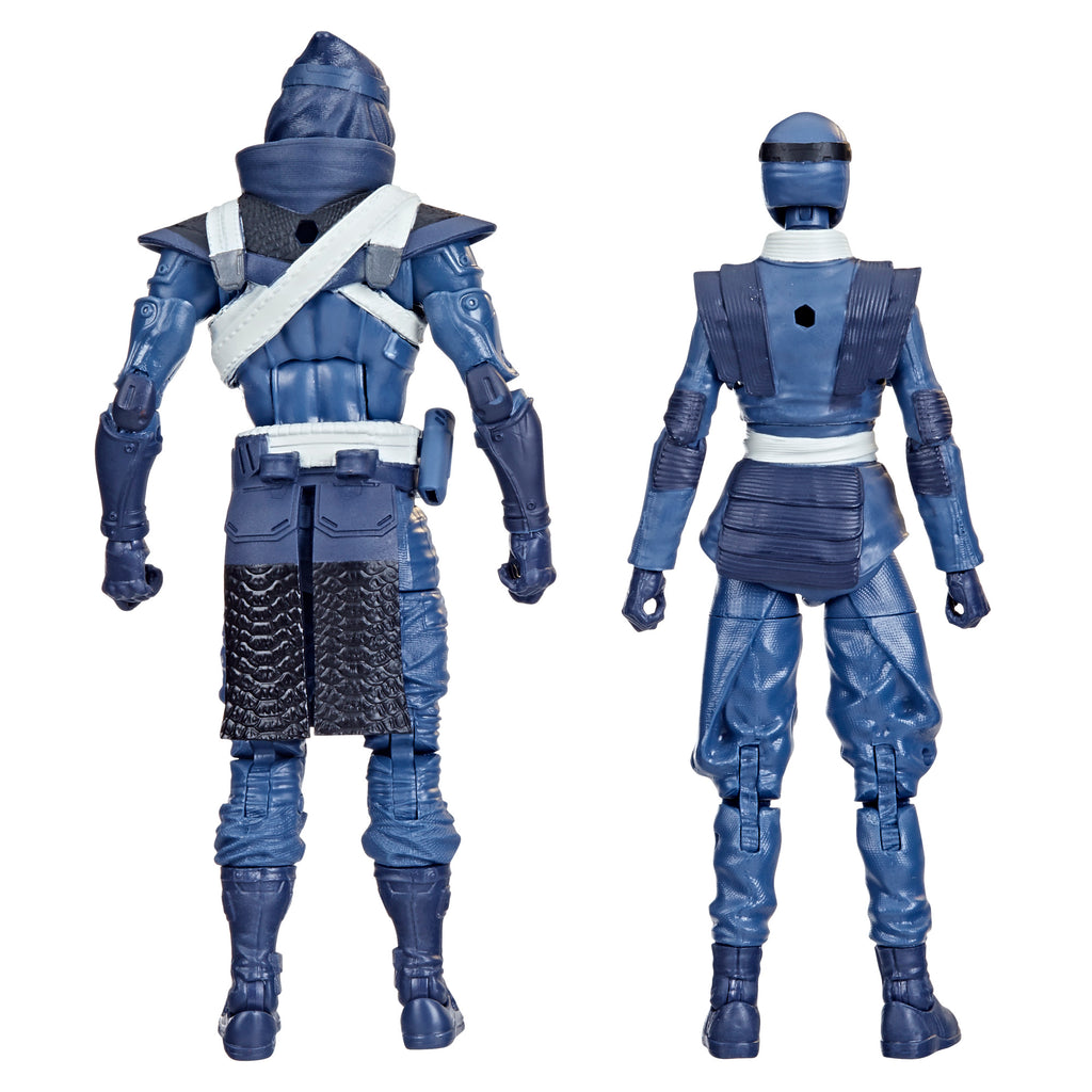 G.I. Joe Classified Series Blue Ninjas 2-Pack white background detail back shot showing rear armour detail of both Oni and Kitsune figures