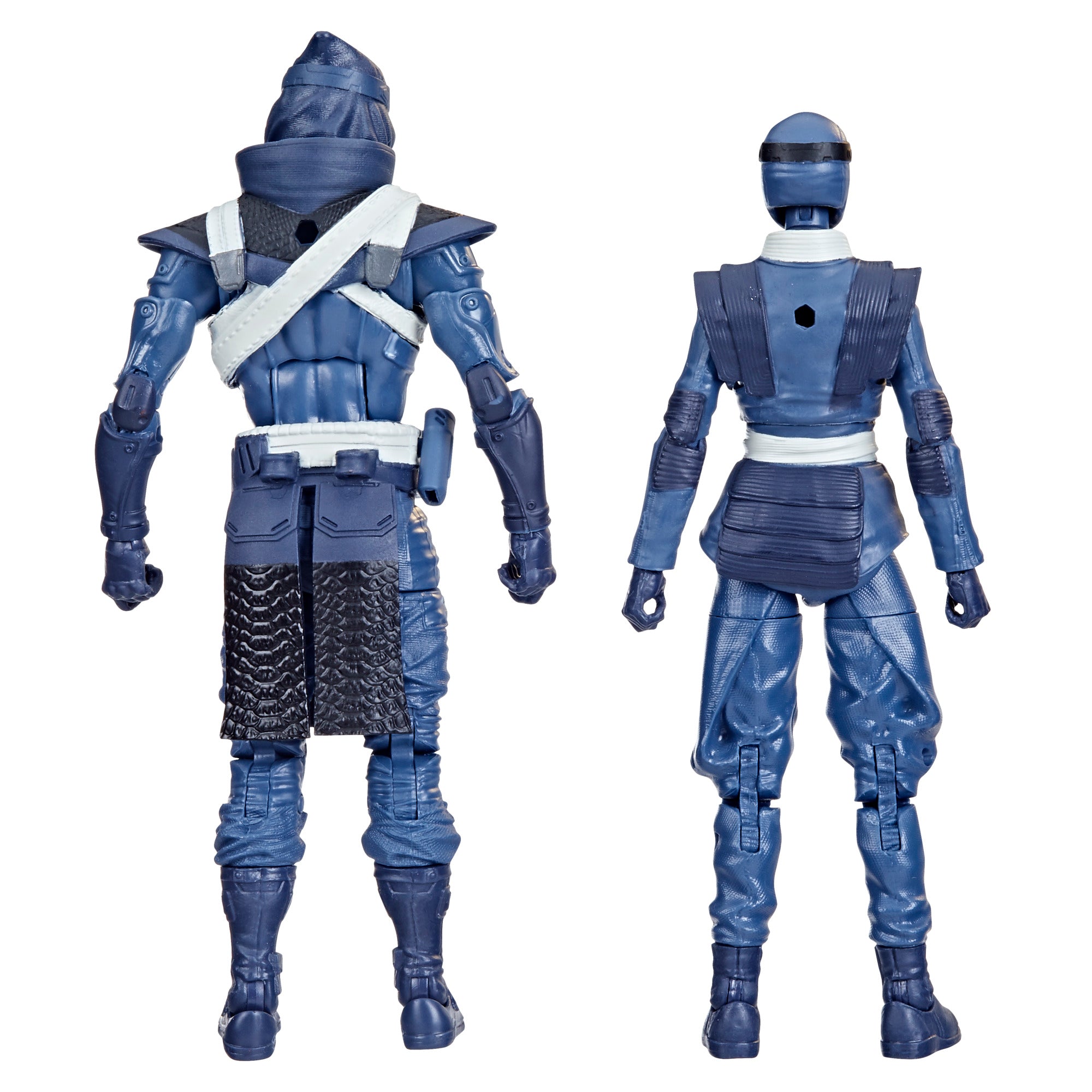 G.I. Joe Classified Series Blue Ninjas 2-Pack white background detail back shot showing rear armour detail of both Oni and Kitsune figures