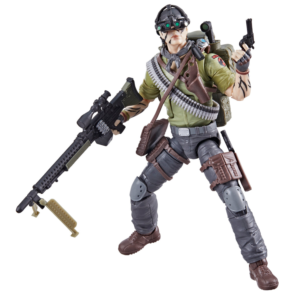 G.I. Joe Classified Series #83 Tunnel Rat detail shot front showing camo face paint NVG headset and bandolier