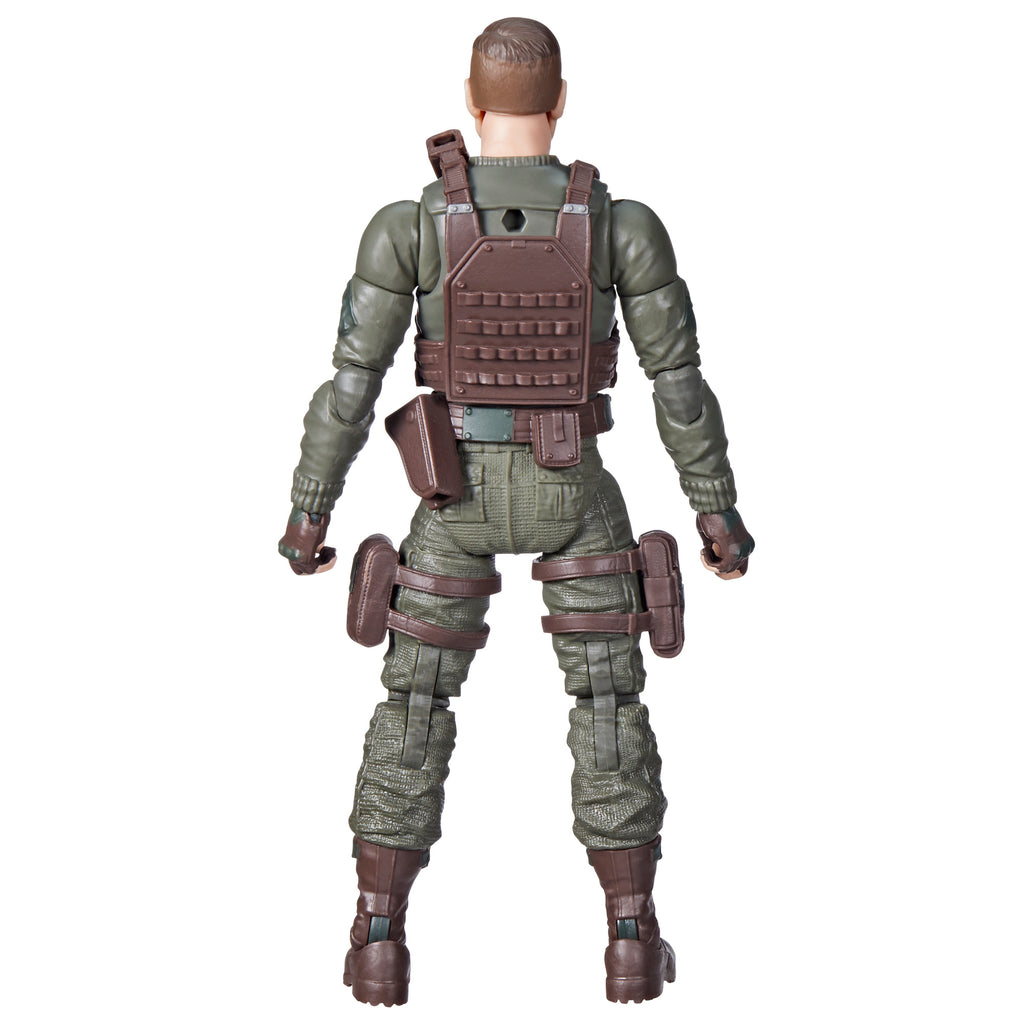 G.I. Joe Classified Series Grunt #87 white background detail back shot showing backpack and harness straps