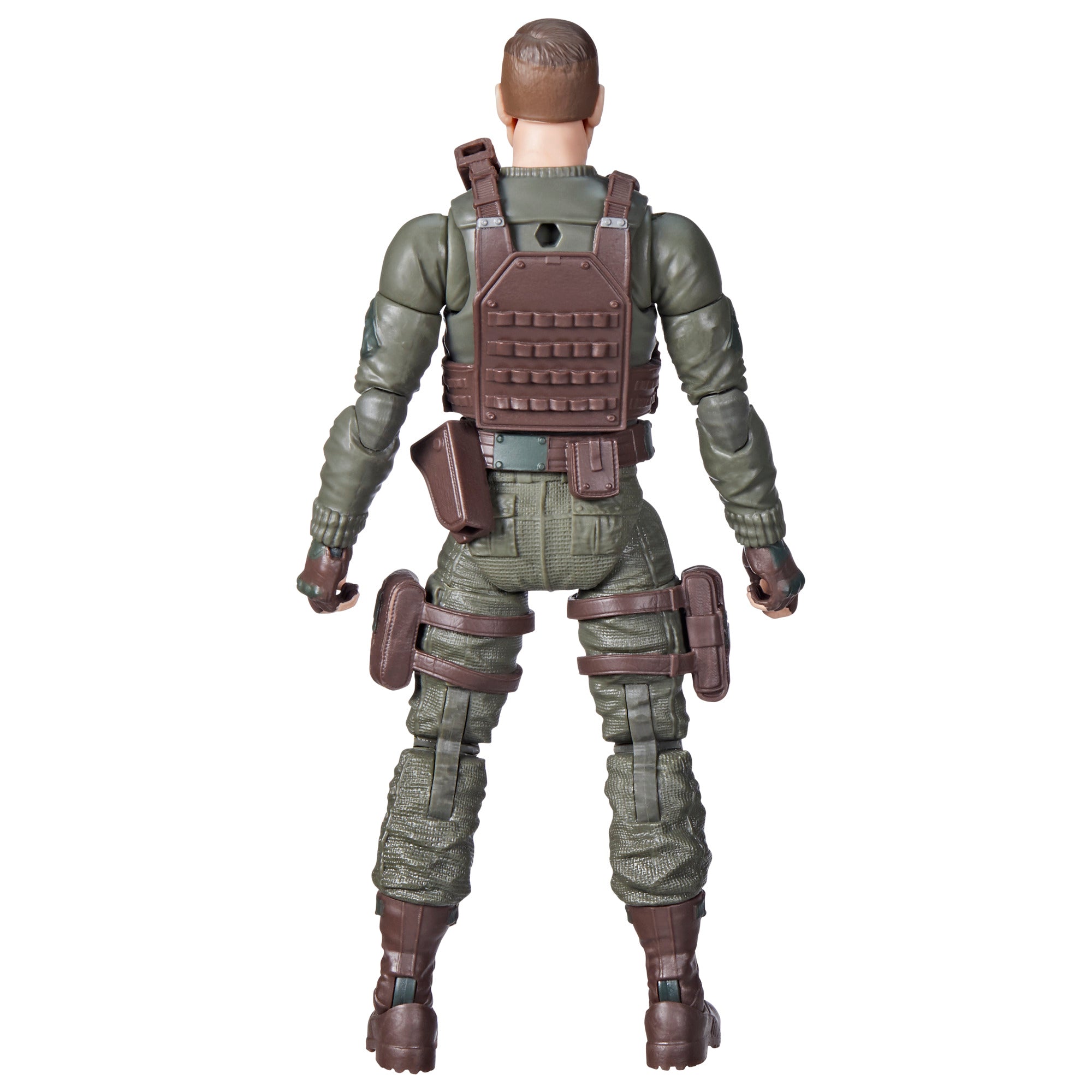 G.I. Joe Classified Series Grunt #87 white background detail back shot showing backpack and harness straps