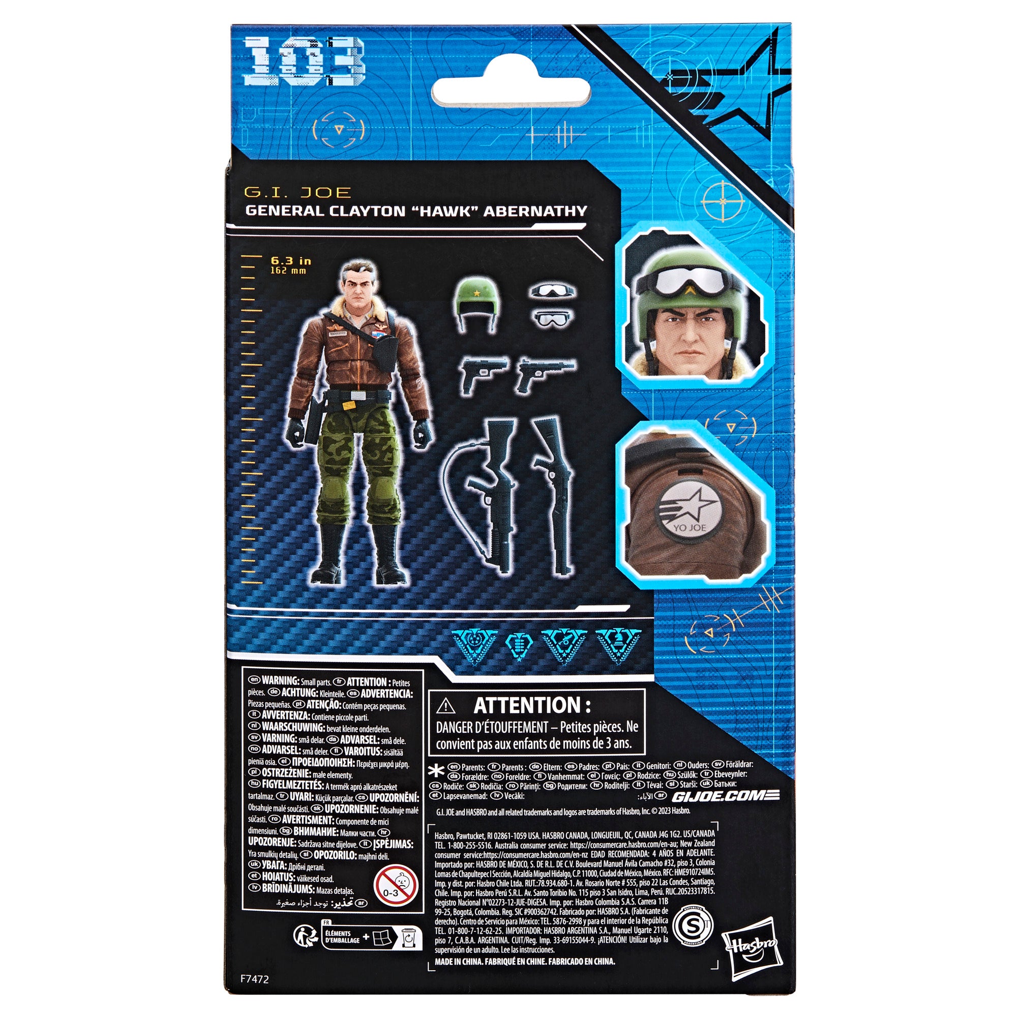 G.I. Joe Classified Series #103 General Hawk Abernathy - Package Back