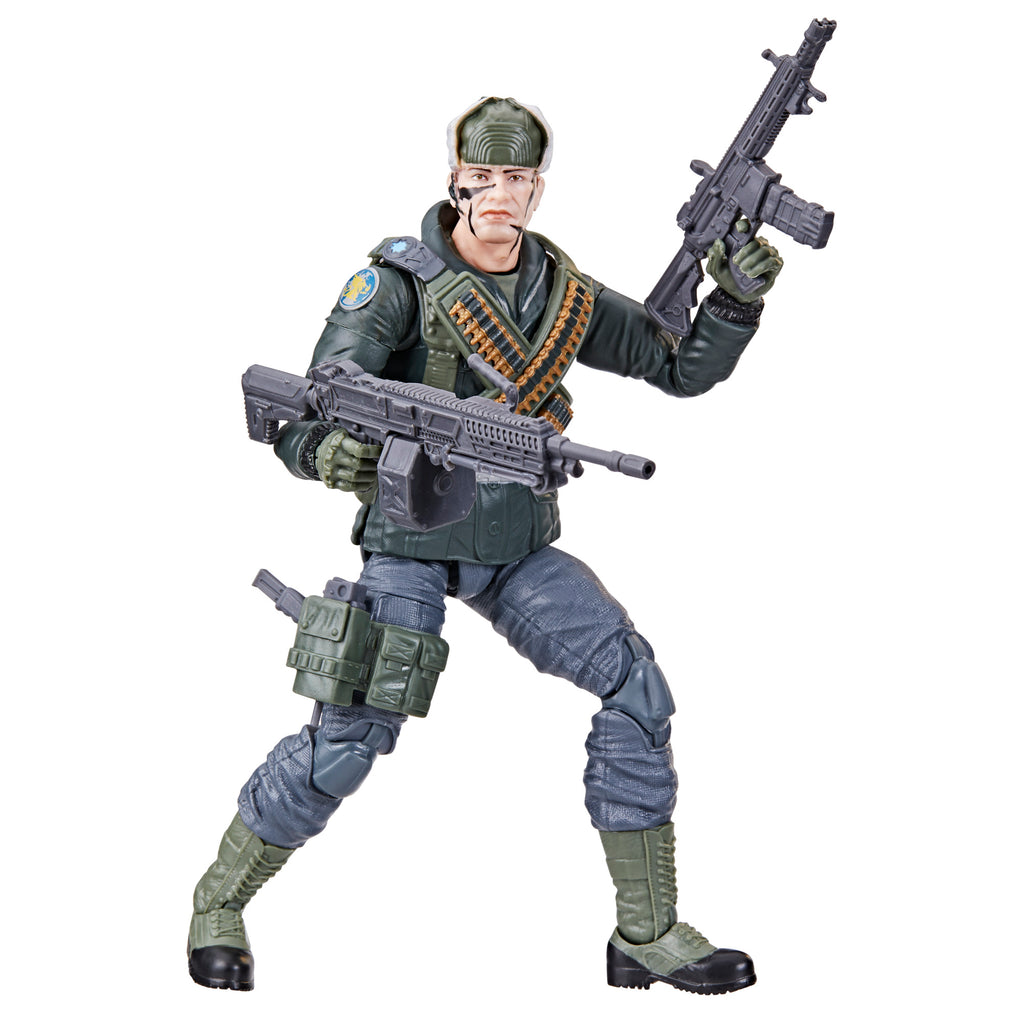 G.I. Joe Classified Series Nightforce Big Ben detail front shot showing Nightforce patch, cross-body ammo bandolier and tactical vest