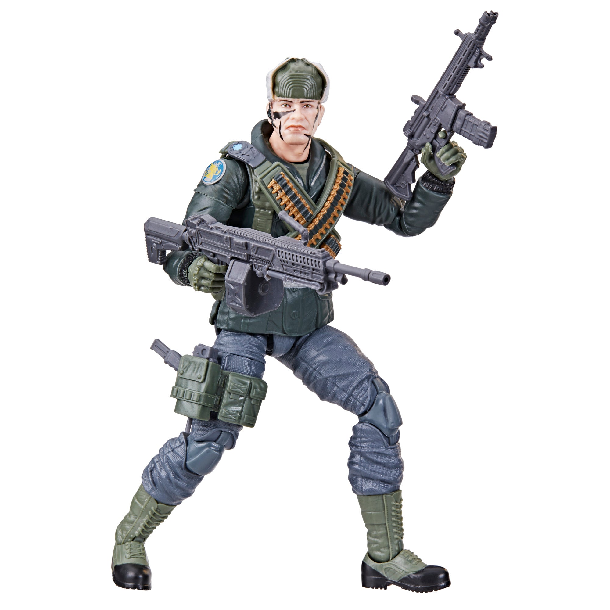 G.I. Joe Classified Series Nightforce Big Ben detail front shot showing Nightforce patch, cross-body ammo bandolier and tactical vest