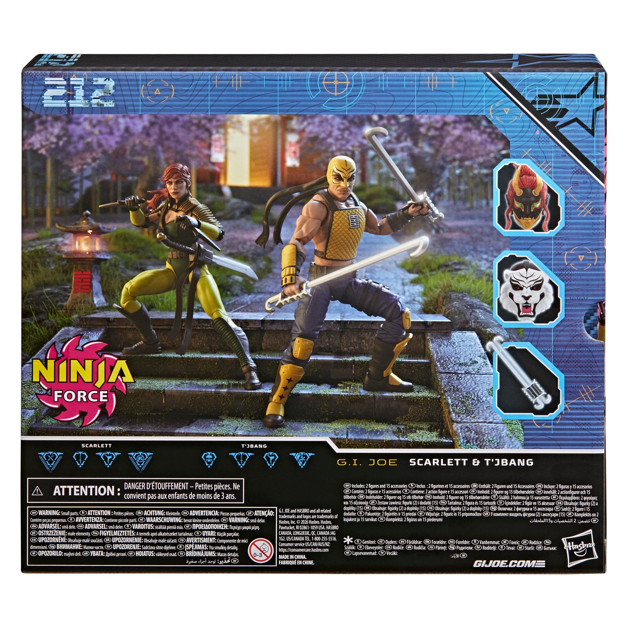 G.I. Joe Classified Series #212, Ninja Force Scarlett and T'Jbang, Collectible 6 Inch Action Figure Set with 15 Accessories