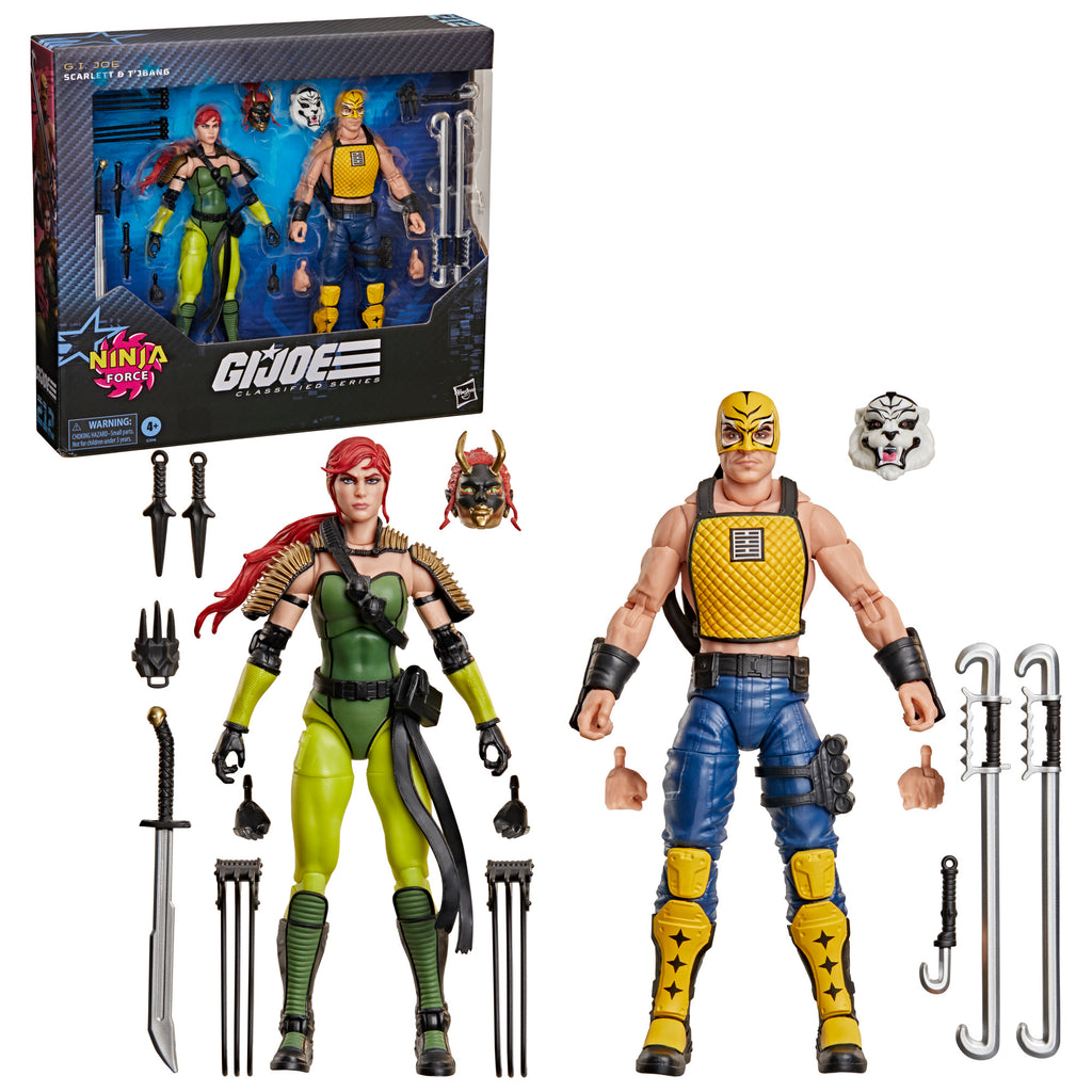 G.I. Joe Classified Series #212, Ninja Force Scarlett and T'Jbang, Collectible 6 Inch Action Figure Set with 15 Accessories