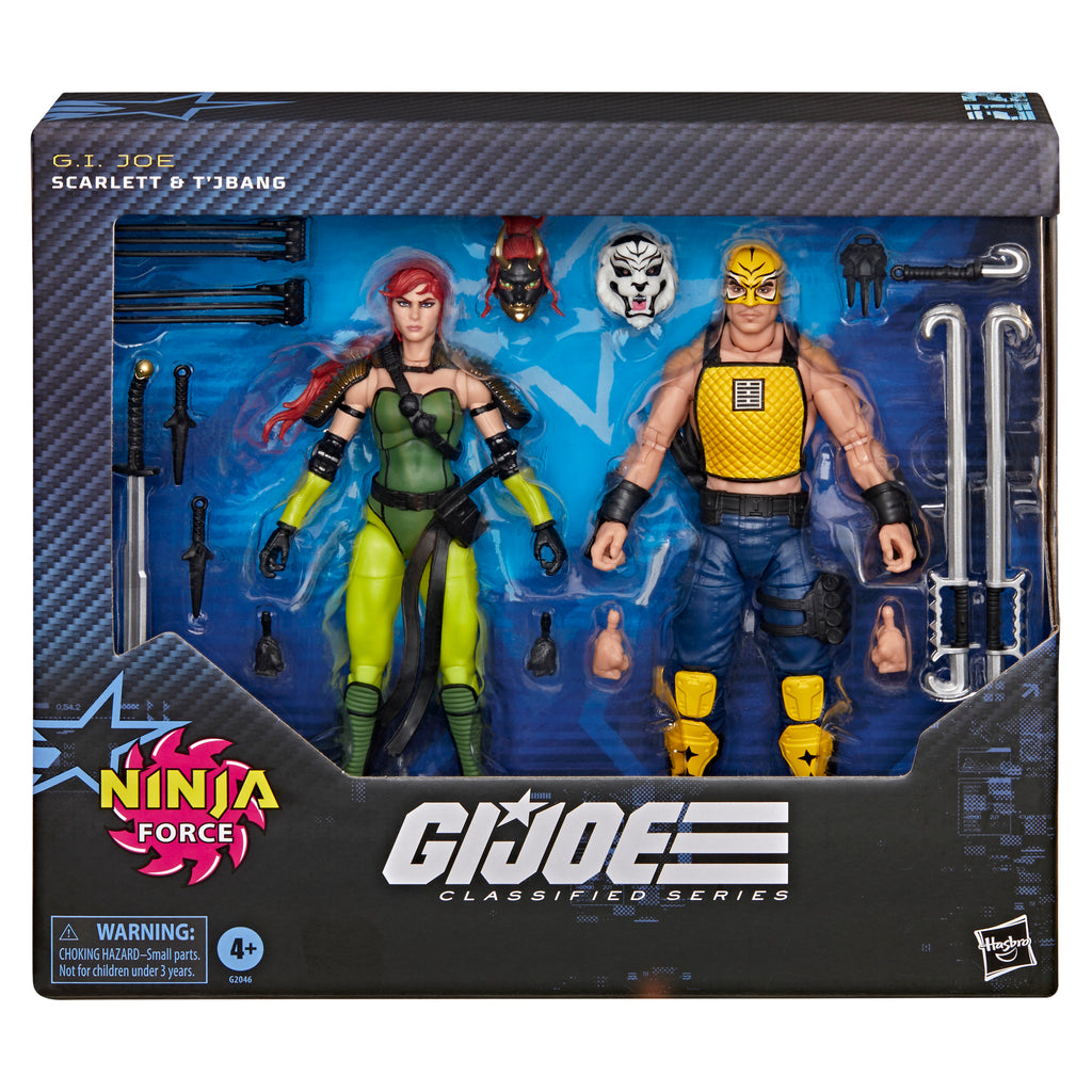 G.I. Joe Classified Series #212, Ninja Force Scarlett and T'Jbang, Collectible 6 Inch Action Figure Set with 15 Accessories