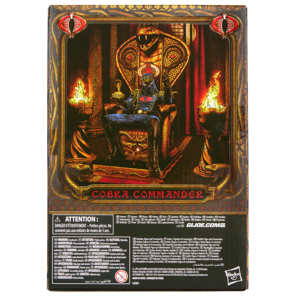 G.I. Joe Classified Series #221, Cobra Commander in dress uniform & throne, Collectible 6 Inch Action Figure Set with 9 Accessories