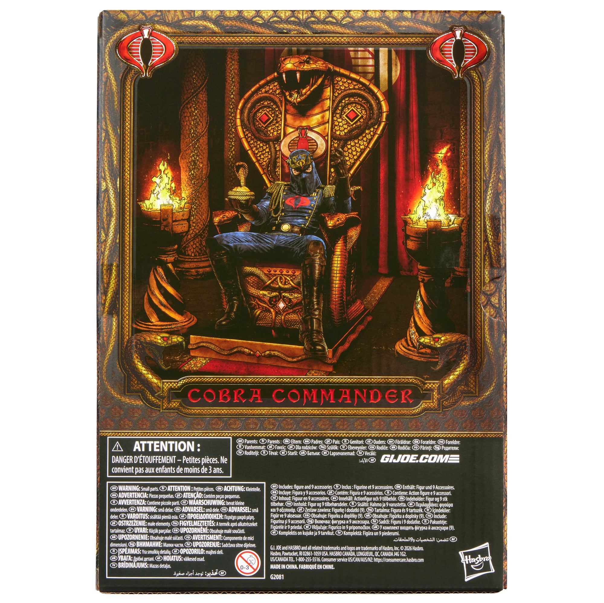 G.I. Joe Classified Series #221, Cobra Commander in dress uniform & throne, Collectible 6 Inch Action Figure Set with 9 Accessories