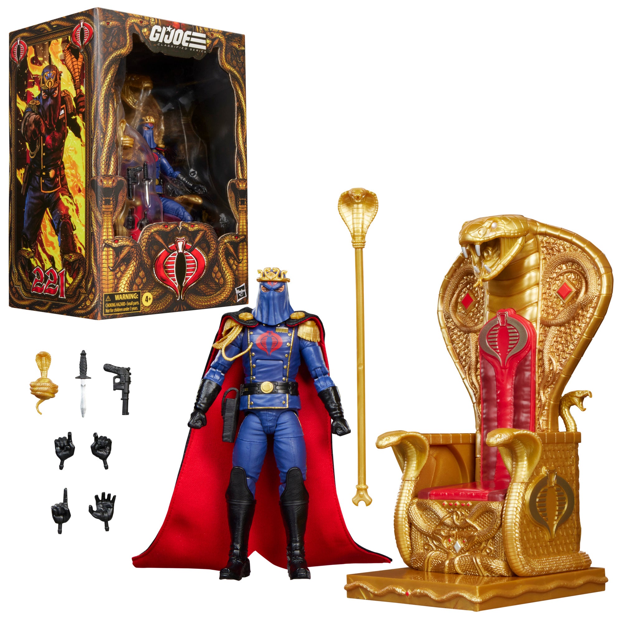 G.I. Joe Classified Series #221, Cobra Commander in dress uniform & throne, Collectible 6 Inch Action Figure Set with 9 Accessories