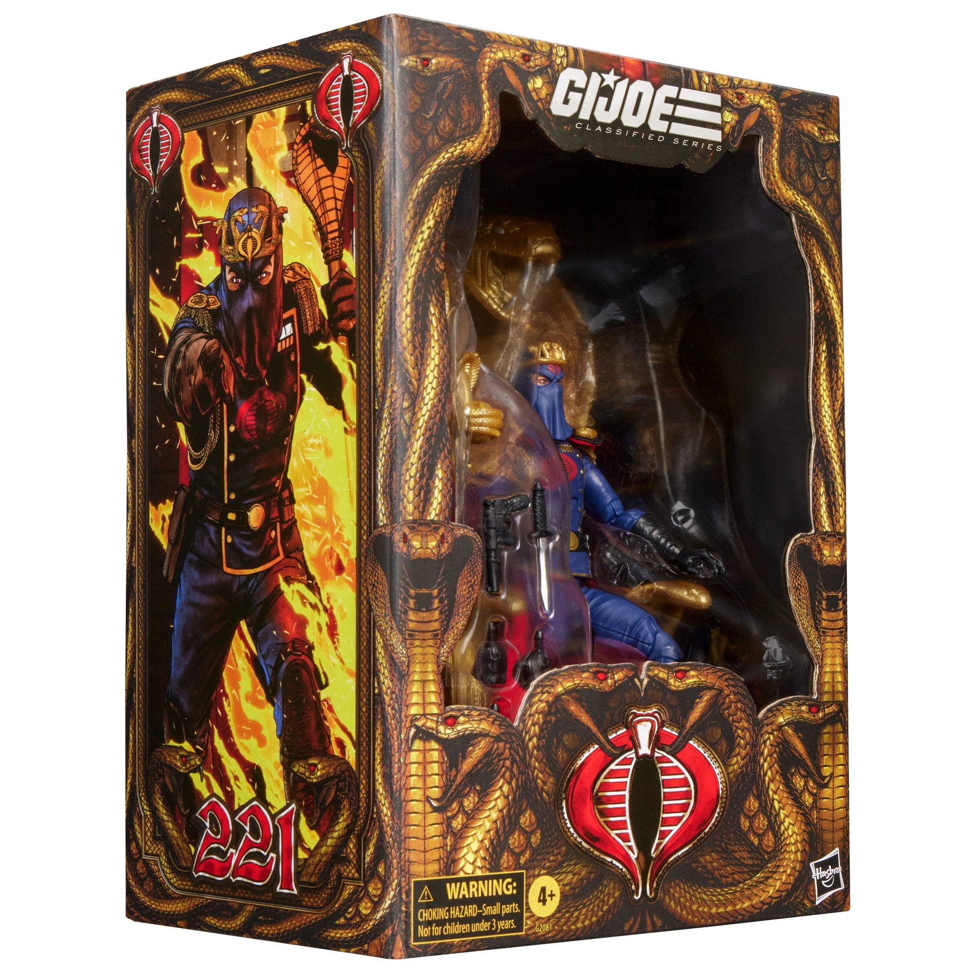 G.I. Joe Classified Series #221, Cobra Commander in dress uniform & throne, Collectible 6 Inch Action Figure Set with 9 Accessories