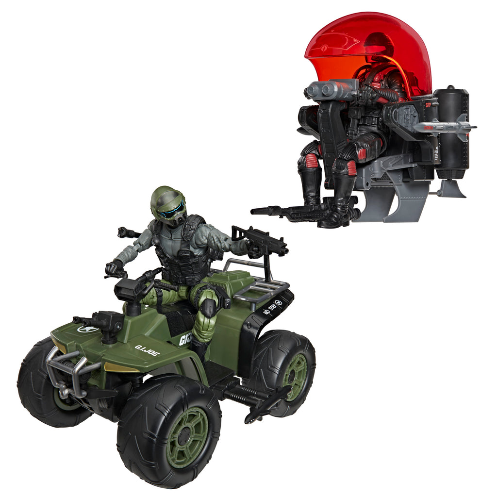 G.I. Joe Classified Series #218, Snake Eyes & Varmint ATV Vs. Stealth Viper & Cobra Stealth Flight Pod (Trubble Bubble), Two 6 Inch Action Figures & Two Vehicles