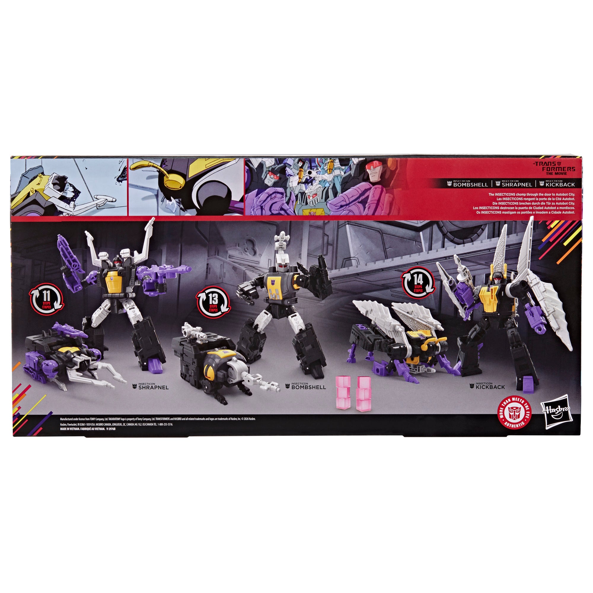 Transformers Studio Series MTMTE Collection The Transformers: The Movie Insecticon Bombshell, Shrapnel & Kickback 3-Pack, 5.5-Inch Converting Action Figures
