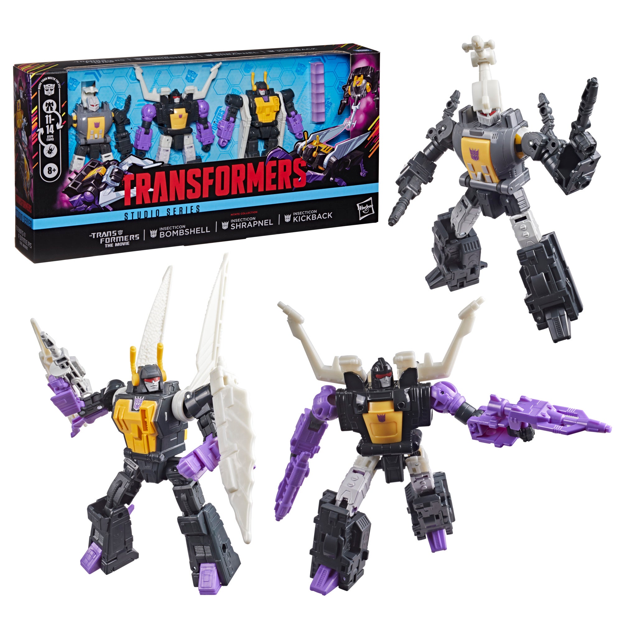 Transformers Studio Series MTMTE Collection The Transformers: The Movie Insecticon Bombshell, Shrapnel & Kickback 3-Pack, 5.5-Inch Converting Action Figures