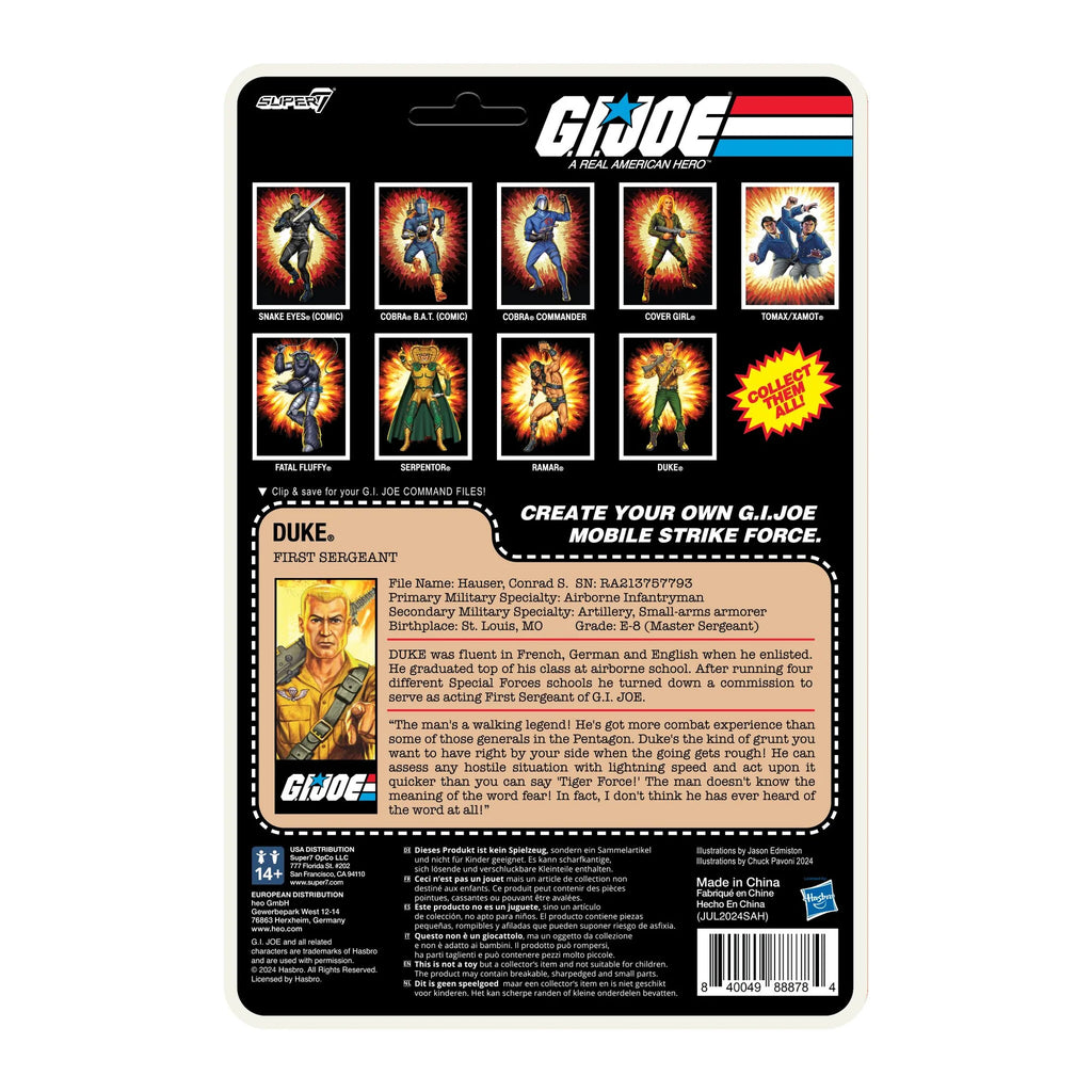 G.I. Joe ReAction+ Duke (Cartoon) First Sergeant 3.75" Action Figure – Super7