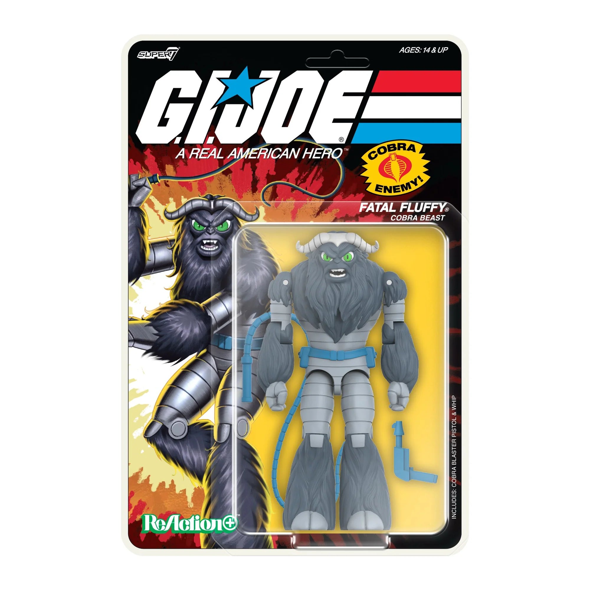 G.I. Joe ReAction+ Fatal Fluffy Cobra Beast 4.5" figure on blistered cardback – Super7 Wave 2