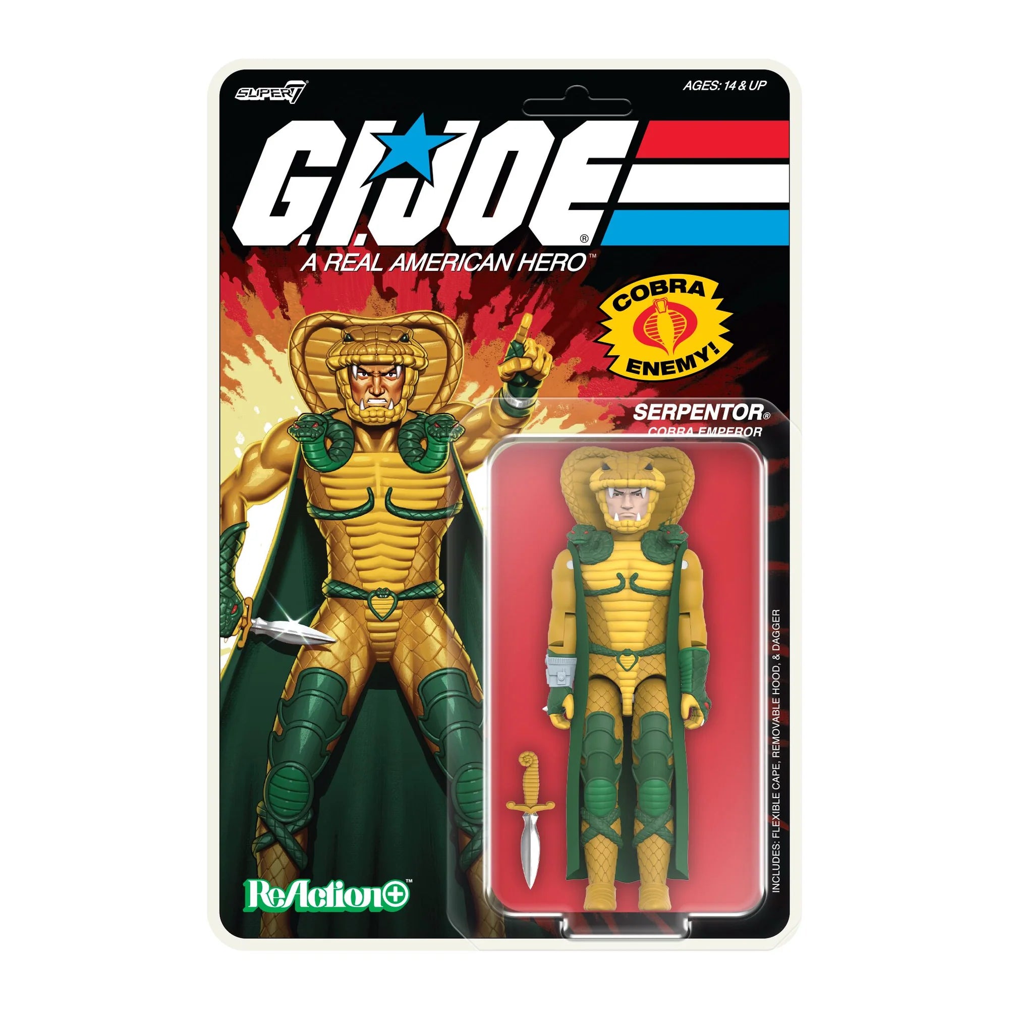 G.I. Joe ReAction+ Serpentor (Cartoon) Cobra Emperor 3.75" Action Figure – Super7