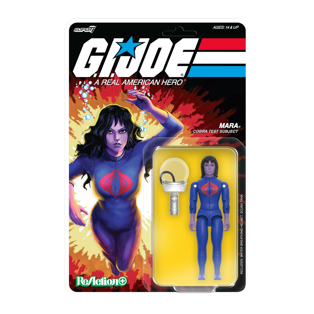 G.I. Joe ReAction+ Mara Cartoon Cobra Test Subject 3.75" figure on blistered cardback – Super7 Wave 6