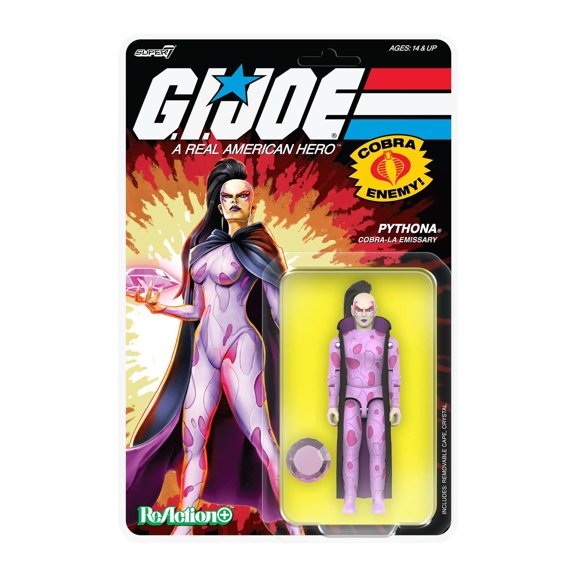 G.I. Joe ReAction+ Pythona Movie Cobra-La Emissary 3.75" figure on blistered cardback – Super7 Wave 5