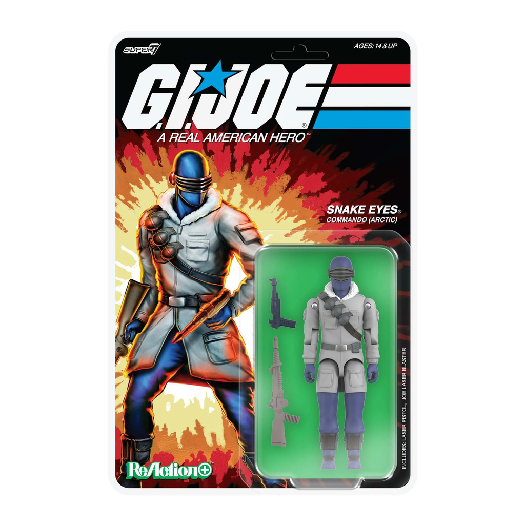 G.I. Joe ReAction+ Snake Eyes Arctic Commando 3.75" figure on blistered cardback – Super7 Wave 5