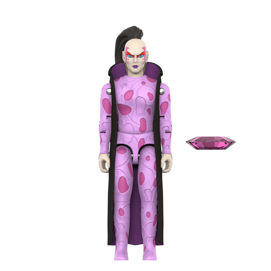 Pythona ReAction+ figure front view white background with soft goods cape worn and Crystal gem accessory – Super7 G.I. Joe