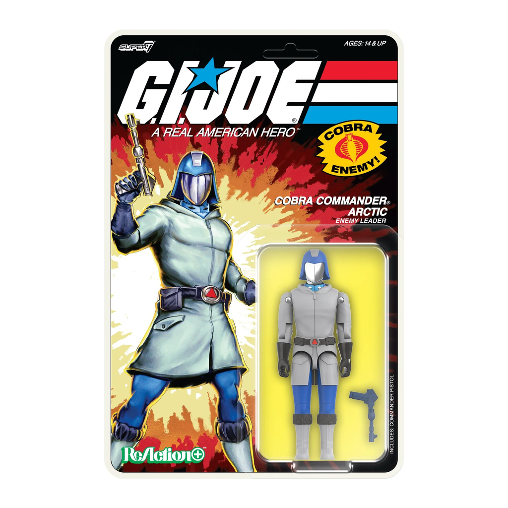 G.I. Joe ReAction+ Cobra Commander Arctic Enemy Leader 3.75" figure on blistered cardback – Super7 Wave 3