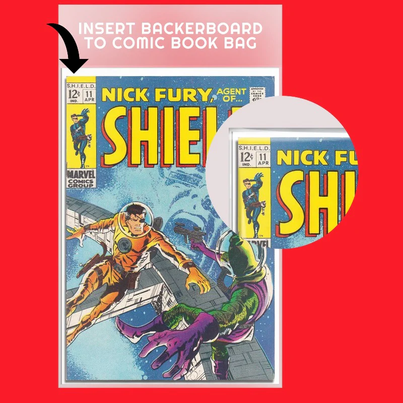 EVORETRO Comic Book Backer Boards 24PT Silver Size 7 1/8 x 10 1/2 inch – acid free, sturdy support, pack of 100 – Nick Fury Agent of SHIELD shown