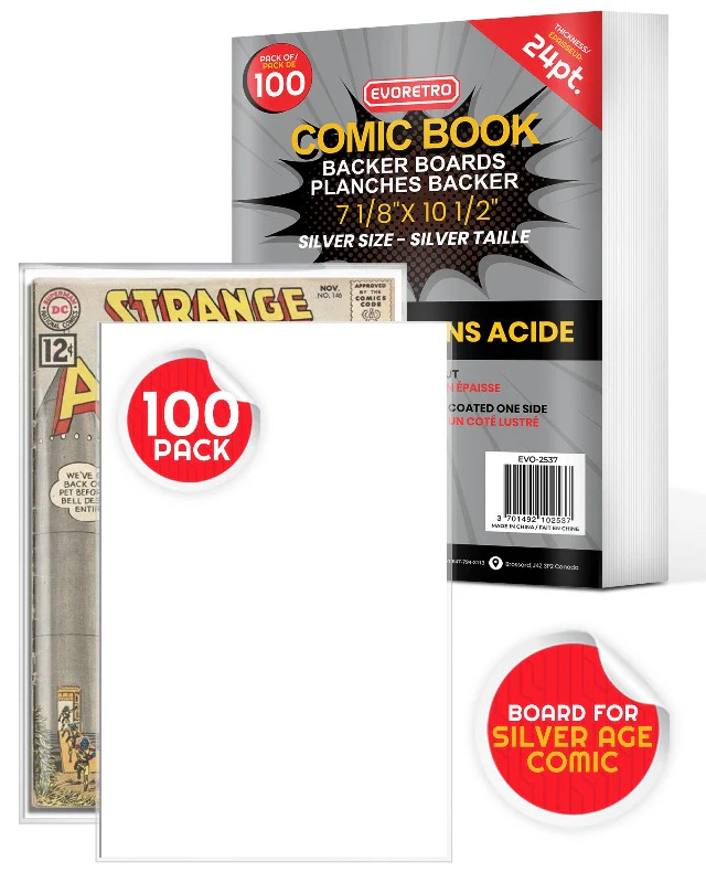 EVORETRO Silver Age comic backer boards – 24PT acid free coated one side, thick precision cut, sturdy support – Batman Nick Fury Strange Adventures shown