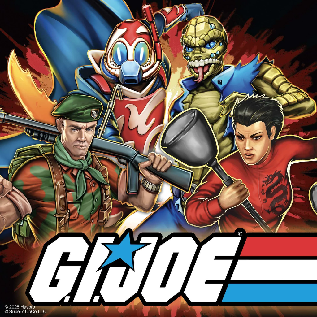 G.I. Joe ReAction+ Wave 4 Movie Collection promo art – Falcon, Royal Guard Cobra-La, Cobra Commander Once A Man, Jinx – Super7 2025