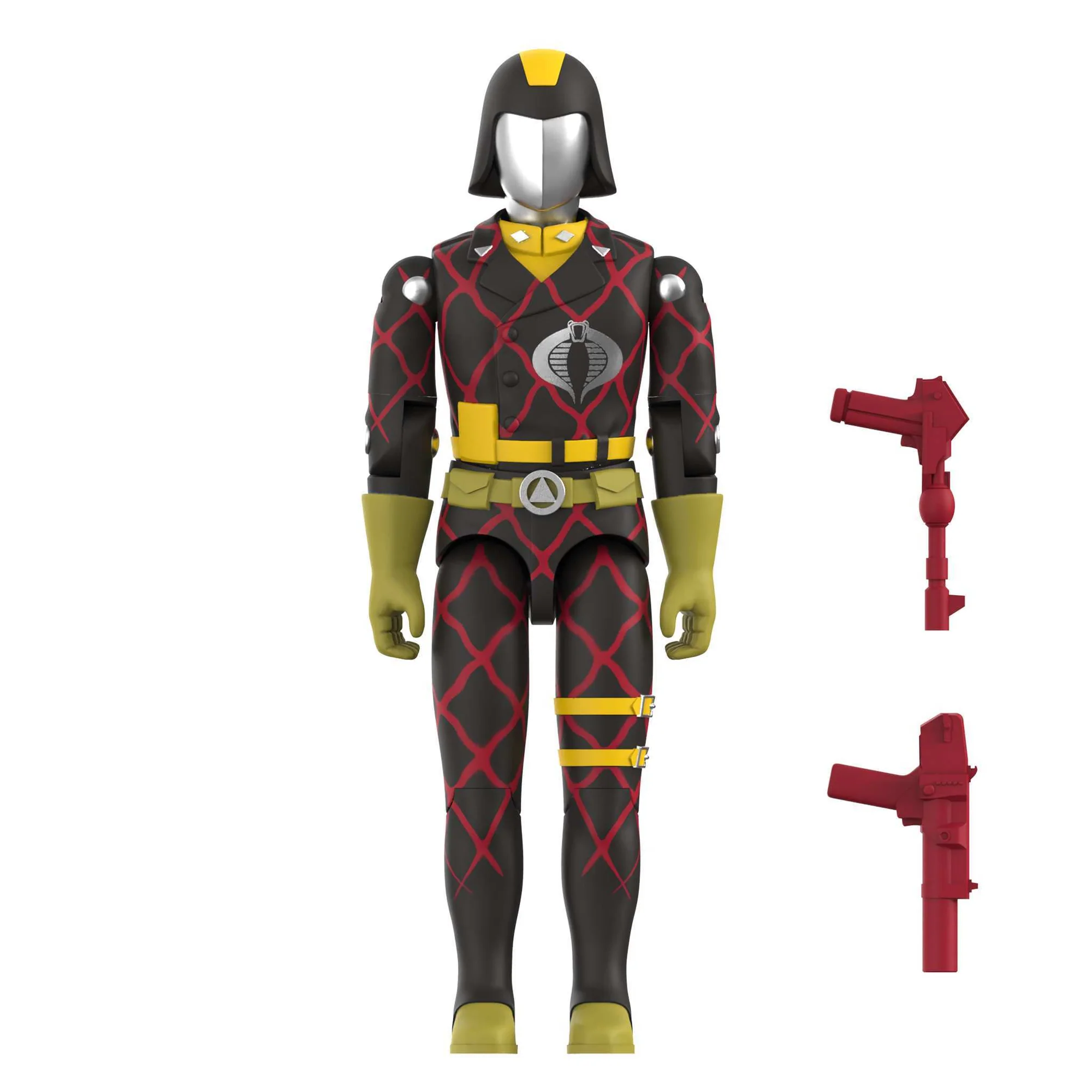 Cobra Commander Python Patrol ReAction+ figure front view with accessories – Super7 G.I. Joe