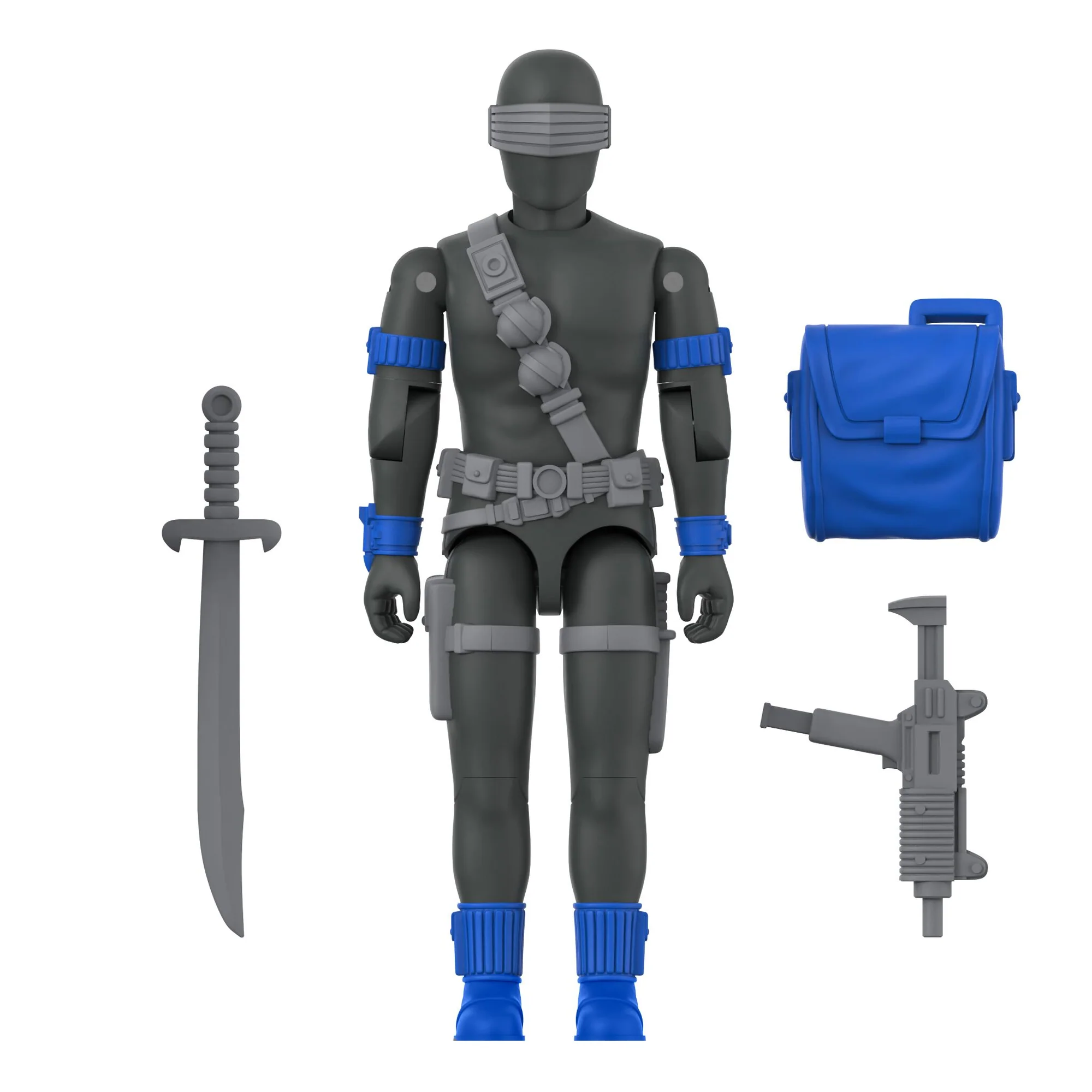 Snake Eyes Comic ReAction+ figure with sword, blaster, and removable backpack accessories – Super7 G.I. Joe