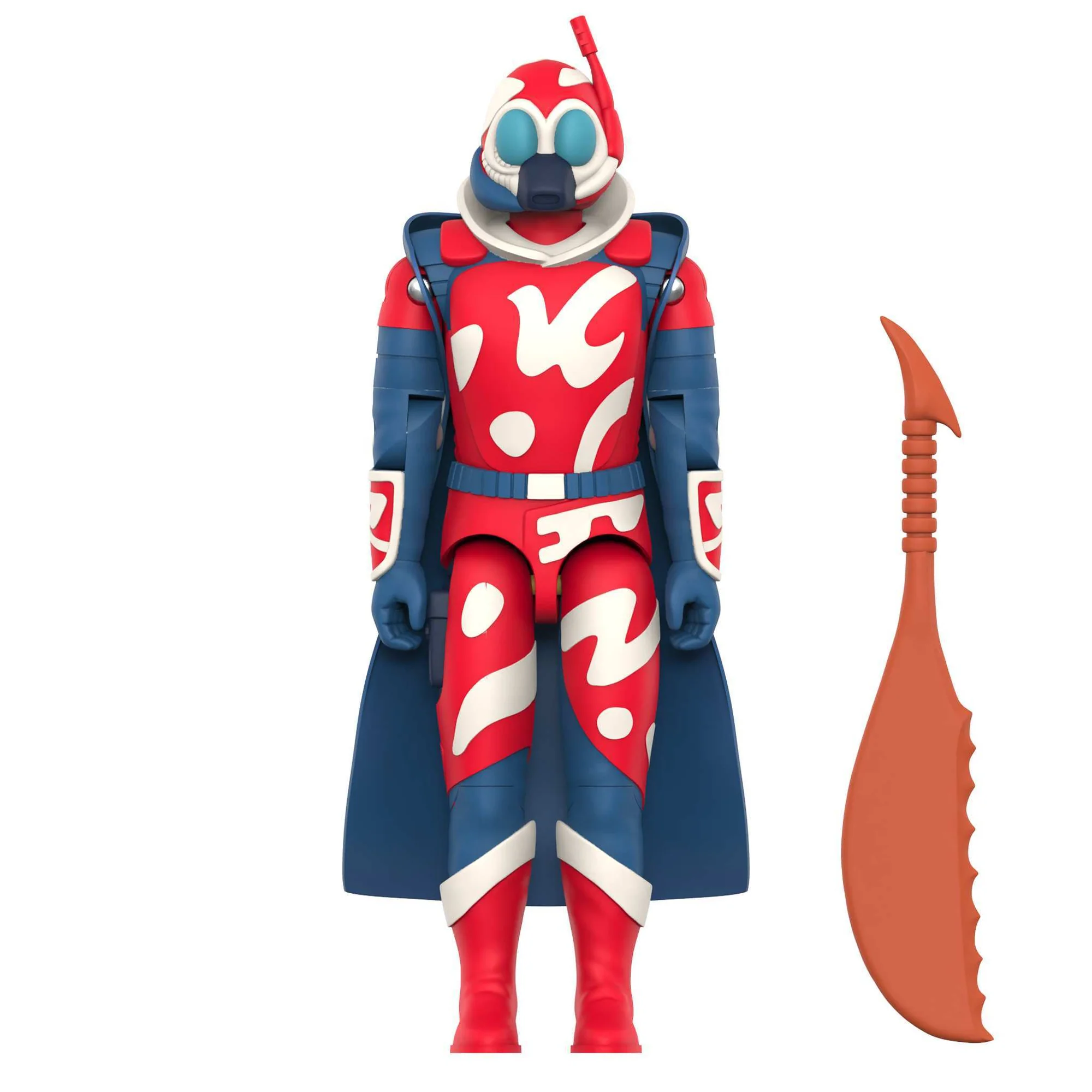 Royal Guard Cobra-La ReAction+ figure front view white background with Scythe accessory – Super7 G.I. Joe Movie